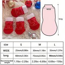 4 件套圣诞麋鹿、雪花和雪人图案宠物袜子，适合小猫和小狗 - 玫瑰紅 - 查看 2