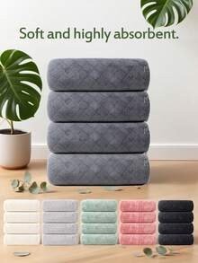 4pcs European Floral Towel Set - 4 Washcloths/4 Hand Towels/4 Bath Towels - Made Of Coral Fleece Material - High-End Texture - Skin-Friendly & Soft - Strong Water Absorption, Excellent Drying Effect - Suitable For Hotels, Spas, Outdoor, Pools, Etc. - All Season - Simple & Practical Bathroom Towel Set, Great For Halloween Gifts Or Autumn/Halloween Decor Shower Towels For Beauty Salon, Hotel Sports,Home Essentials, Towel, Skin Care