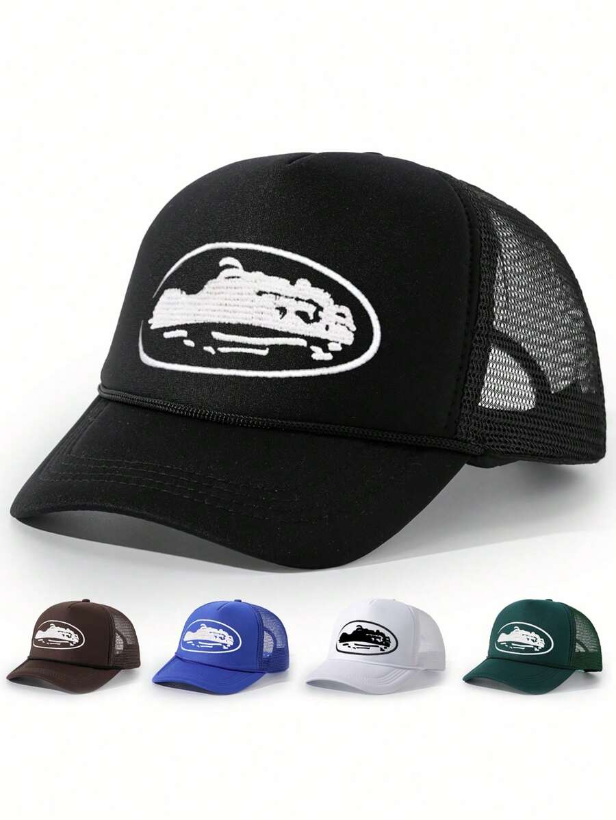 1 件 Y2K 风格女式刺绣船饰抽绳网眼棒球帽，可调节户外防晒帽，适合春秋季旅行海滩，适合男士和青少年 - 棒球帽 - 查看 1