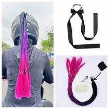 Wig Braid For Helmet Decoration, Braids With Detachable Bow, Motorcycle Helmet Hair Tails Decoretion Many Colors, Bicycle Helmet Braids Hair Tails (Helmet Not Included) (Installation Method: Use Double-Sided Tape To Stick The Suction Cup) - Multicolor - View 3