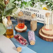 30/20/15 Pcs Beautiful Mini Clear Glass Bottles With Cork Stoppers,Spice Message Vials, DIY Wishing Bottles, Small Empty Drifting Jars,Mini Containers,For Drifting, Wishing, Candy Storage, Crystal & Gravel Decoration, Round Glass Vials, For Birthday,Wedding Party,Home Decoration Favors,Art Crafts, Wedding Party Favors, Home Decor