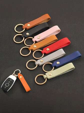 5/8/10Pcs Fashion PU Leather Keychain Business Gift Leather Key Chain Men Women Car Key Strap Waist Wallet KeyChains Keyrings Customized Prototype Keychain