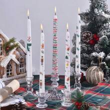 2pcs 25cm Christmas Tree Snowman Printing Long Candle, Smokeless Design, Ins Style Christmas Creative Dining Table Atmosphere Decoration Bedroom Aromatherapy, Perfect For Christmas Party Decorations, Atmosphere Desktop Decoration, Christmas Gifts (No Electricity Required) Home Decor Christmas Decorations Room Decor