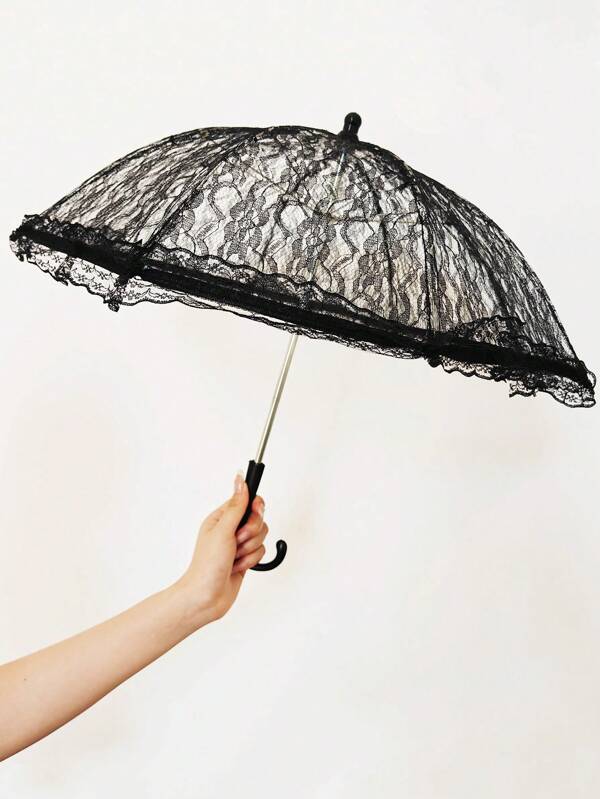 1pc Polyester Lace Umbrella, Suitable For 6-8 Years Old Flower Girl, Wedding, Performance, Evening Party, All Season