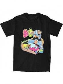 Senshi-Dungeon Meshi Anime T-Shirt For Adults - Delicious In Dungeon Y2K Harajuku Graphic Tee With Vibrant Food & Character Print, Black Cotton Short Sleeve Round Neck Top, Regular Fit Casual Wear, Allseason Tshirt | Vibrant Graphic Tee | Cotton Comfort Wear, Anime Clothes - 黑色 - 查看 1