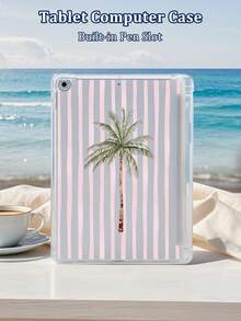 粉色直筒椰子树平板电脑保护套，适用于iPad 10代、iPad Air 11英寸(M3) 2025、iPad Mini 4/5/6/7、Kindle Paperwhite 12代 2024、Tab P11等机型。保护套四角防震，轻巧便携 - 彩色 - 查看 4