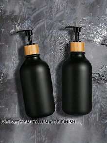1-Pack Black Soap Dispenser Bathroom Hand Soap And Dish Soap Dispenser With Bamboo Pump, 16 Oz Kitchen Plastic Soap Dispenser And Lotion Dispenser Set, Refillable Liquid Soap Dispenser Bottle