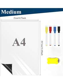 Magnetic Dry Erase White Board, Wall Mounted White Board For Organizers And Planners, Kitchen Fridge Shopping List With Marker Pen, Magnetic Eraser And Magnetic Pen (Rectangular)