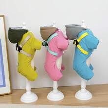 25pcs Adjustable Strap Buckle Four-Leg Cotton Vest, Pet Cotton Vest, Dog Clothes, New Cat Apparel, Animal Clothes, Thickened Floral Dog Padded Coat, Small Dog Clothing, Autumn/Winter New, Thickened Vest, British Style Vest, Padded Coat - Blue - View 3