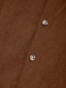 2pcs Young Boy Street Casual Solid Color Corduroy Letter Embroidery Pocket Long Sleeve Shirt And Solid Color Pants Set, Suitable For Daily Gathering, Vacation, And Outdoor Activities