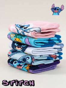 1/5 Pairs, Unisex, Stitch/ Cartoon Pattern Socks, Women's Ankle Socks, Women's Socks, Couple Socks, Children's Large Size Socks, Soft Breathable Anti-Slip Ankle Socks, Cool Cartoon Pattern Short Socks, Soft Comfortable, Cute Casual Style