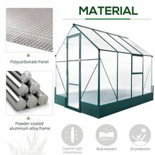 6x8ft Walk-In Polycarbonate Greenhouse – Aluminium Frame With Temperature-Control Windows & Raised Plant Bed (Includes Foundation) - Default - View 4