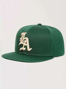 1pc Unisex Street Style Embroidered Flat-Brim Baseball Cap, 100% Polyester, Handwash, Non-Stretch, Lightweight - Adjustable Flat-Brim