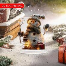 1 szt. akrylowa dekoracja świąteczna w kształcie bałwana - 7,09 x 6,3 cala - płaska dekoracja na biurko, świąteczna dekoracja w kształcie bałwana, odpowiednia do domu, biura, ogrodu, patio, do użytku wewnątrz i na zewnątrz - nie wymaga zasilania - prezent na przyjęcie świąteczne, prezent na przyjęcie urodzinowe, idealny prezent dla przyjaciół