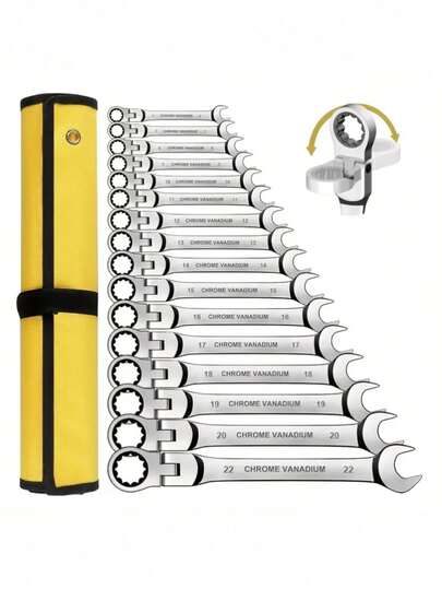 Adjustable Ratchet Wrench With 180° Swivel Head And 72-Tooth Gear Mechanism, Suitable For Automotive Repair, Mechanical Workshops And Home Use