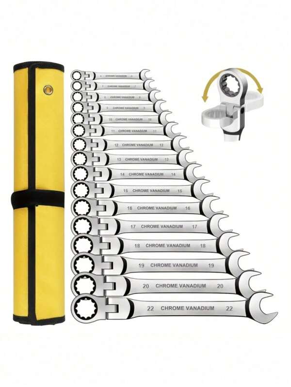 Adjustable Ratchet Wrench With 180° Swivel Head And 72-Tooth Gear Mechanism, Suitable For Automotive Repair, Mechanical Workshops And Home Use