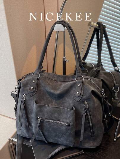 大容量超热高端手感包包新款单肩斜挎包商务旅行行李包女士时尚休闲复古百搭手提包简约托特包中世纪摩托包