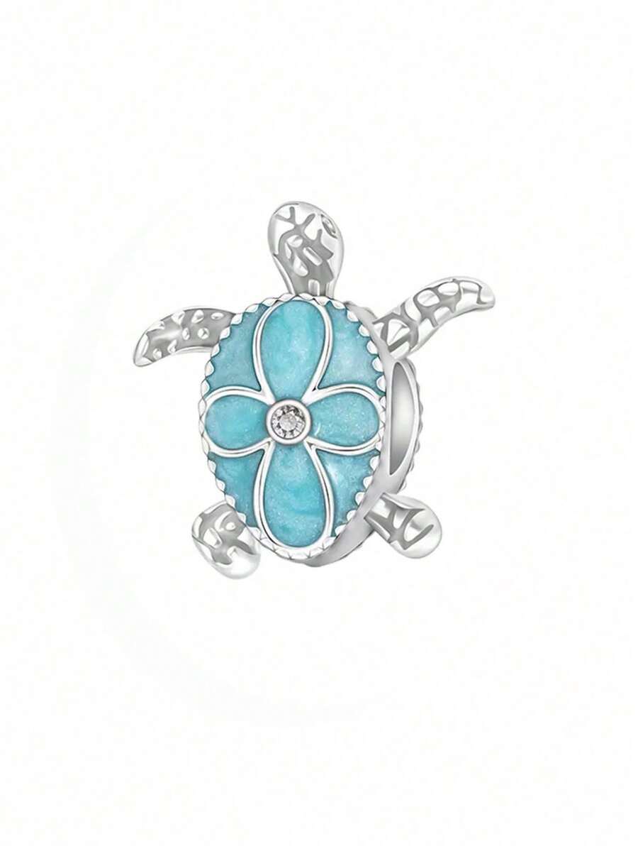 1 pieza Colgante de tortuga de elemento marino delicado con cuentas para hacer pulseras, collares y accesorios - Kit de joyería fina para manualidades, regalo de cumpleaños para mujeres - Azul - Ver 1
