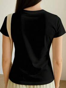 Camiseta de mujer cuello redondo manga corta estampado, mariposa patriota VIVA México fiesta patria , blusas playeras gráficas para mujer - Negro - Ver 9