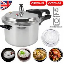 5L/3L Multi-Functional Aluminum Alloy Pressure Cooker, 3/5L, Induction Compatible, Silver,Suitable For Various Stoves,Convenient And Practical, Durable And Easy To Use Pressure Cooker, Even Heat Distribution, Quick Cooking, Secure Pressure Relief, Durable Design For Boiling/Soup/Stew, Suitable For Kitchen And Outdoor Camping, Easy To Clean - Silver - View 1