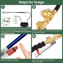 ARTFLAMM Propane Torch Rank Grass Burner Kit With Storage Bag,Rank Grass Torch With 10 FT Hose, Self Igniter Rank Grass Flame Torch For Fire Pit, Roofing, Melting Snow And Ice, Road Marking - Màu xanh lam - Xem 3