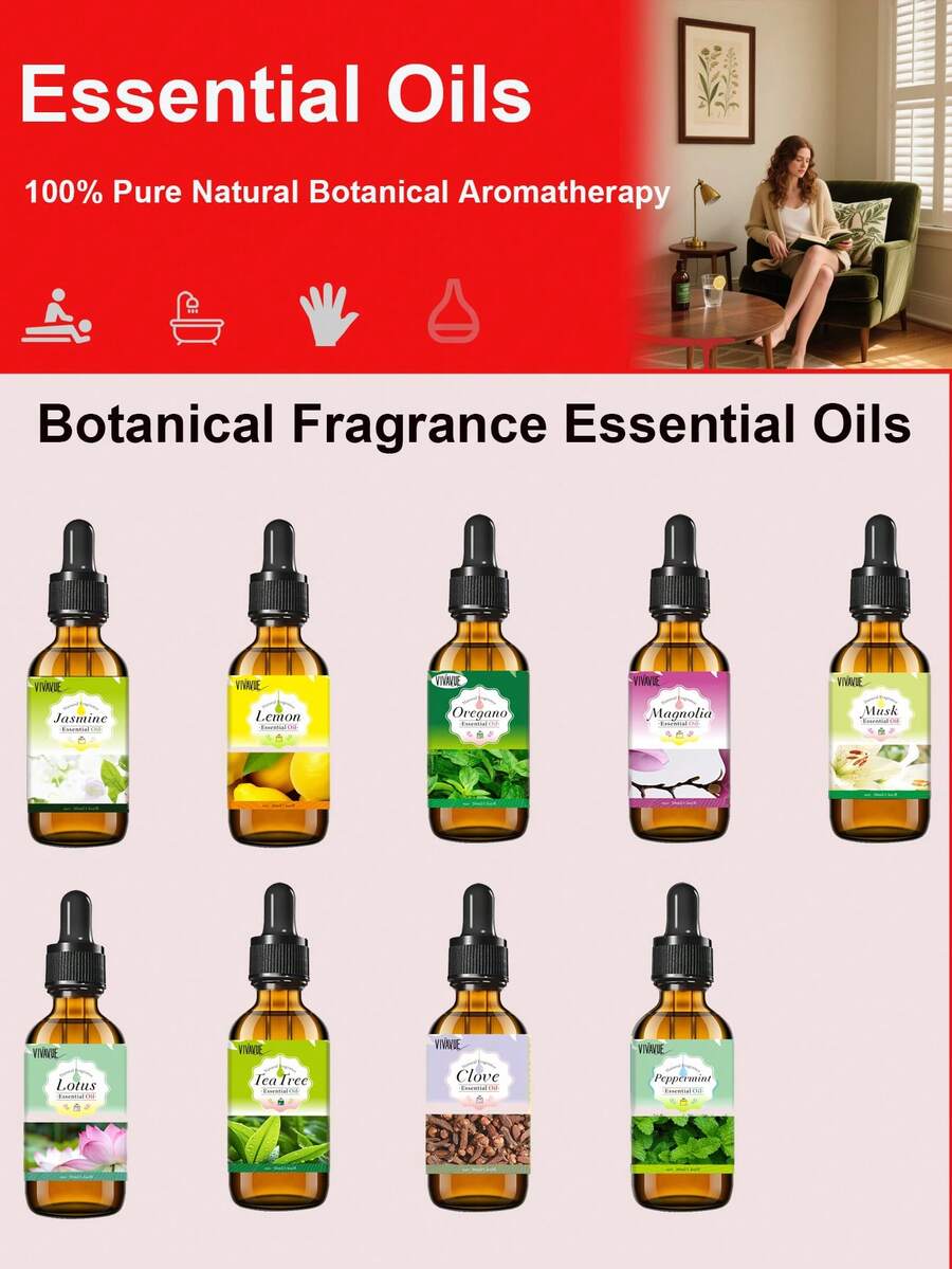 30ml Aromatherapy Essential Oils, Options With Enduring Scent Long-Lasting Aroma, Available In Up To 9 Different Fragrances For Home Living Room Bedroom Hotel Room Lobby Odor Elimination Long Lasting Fragrance Relieves Stress Helps Sleep - Third Generation Fragrance - View 1