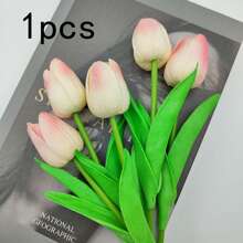 3pcs Mini Gradient Pink Tulip Artificial Flowers Wedding Home Decoration Artificial Flowers Souvenir Tulip Artificial Flowers