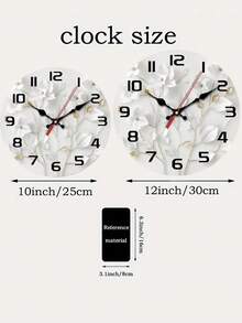 1 Pc 10 Inch/12 Inch Modern Silent Wall Clock, Elegant White Floral And Gold Leaf Design - Wood Finish, Large Numbers, Black Hands - Perfect For Living Room, Bedroom, Kitchen, Office Decor - Ideal Valentine's Day, New Year Or Birthday Gift Home Decor Room Decor - Multicolor - View 7