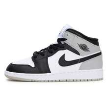 Big Kid's Air Jordan 1 Mid White/Black-LT Smoke Grey (DQ8423 101) - White - View 1