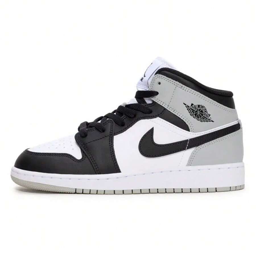 Big Kid's Air Jordan 1 Mid White/Black-LT Smoke Grey (DQ8423 101) - White - View 1