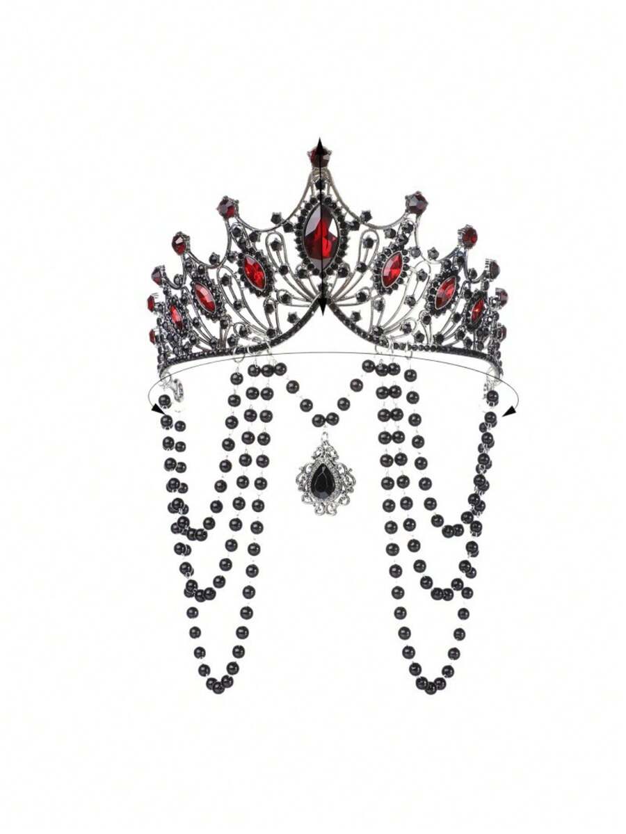 1 Peça Coroa de Noiva Gótica Vintage Feita à Mão, Coroa Barroca Escura, Acessório de Cabelo para Casamento Gótico, Tiara de Estilo Rainha Escura