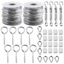 30M Stainless Steel Wire Rope Cable Hooks Hanging Kit Garden Railing Rope Roll - Silver - View 8