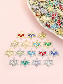 10pcs Colored Rhinestones Inlay Autumn Maple Leaf Charms Delicate Charming Clavicle Chain Necklace Earrings Keychain Hair Accessories DIY Sparkling Leaves Pendants - Perfect For Fall-Themed Party & Banquet, Great Decorations And Gift For Easter & Thanksgiving
