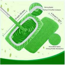 2/4/6/8pcs Reusable Green Refill Mop Pads, Compatible With - Washable Microfiber Dry & Wet Mop Pads, Suitable For Surfaces And Hardwood Floors Cleaning (Mop Not Included) - Grass Green - View 4