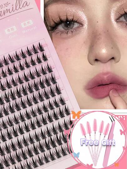 混合单簇 160 簇自然假睫毛派对和俱乐部日常工作会议；自然假睫毛蓬松凌乱戏剧性 3D 貂毛睫毛多层睫毛膏短浓密加长假睫毛黑色细长睫毛化妆品交叉婚礼派对和俱乐部日常工作会议