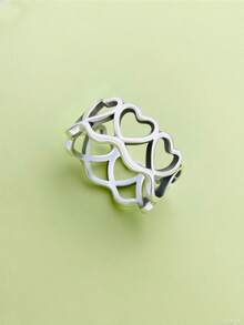 1pc Minimalist Unique 925 Sterling Silver Heart Ring, Elegant Jewelry Gift For Women