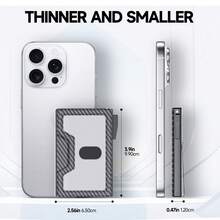 Cartera delgada minimalista para tarjetas de crédito, cartera de aluminio con bloqueo RFID para hombres, cartera de metal con ventana transparente para identificación, clip para billetes, clips para dinero para mujeres, billetera pequeña, cartera de viaje, accesorio de verano - Negro - Ver 7