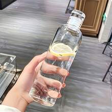 1 pieza Botella de agua de plástico transparente, muy atractiva, portátil, sin carga, material de PC, sellable, para exteriores, deportes, fitness, Día de San Valentín, Pascua, Día de la Mujer, Día de la Madre, Día de la Independencia