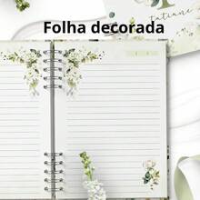 Caderno A5 Floral personalizado com inicial e nome - I - Visão 3