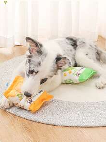 1pc Dog Toy Plush Squeaky Chew Toy With Potato Chip Pattern, Suitable For Small Dogs - Multicolor - View 9
