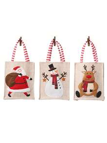 1pc, Christmas Decorations Gift Bag Faceless Linen Tote Gift Bag Festive Creative Goodie Bag, Christmas Party Favors Weird Stuff, Shopping Bag, Party Bag, Party Gift Bag, Craft Tote Bag, Party Favors