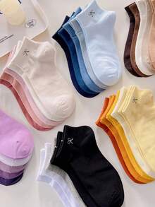 6双女式可爱蝴蝶结设计透气短袜 - 彩色 - 查看 4