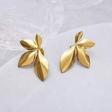 1 Pair Minimalist Elegant Gold-Tone Earrings, Casual Chic Accessory