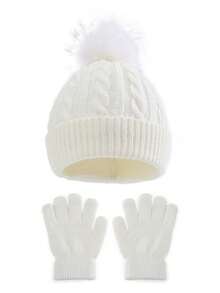 1 Set (1 Hat + 1 Pair Gloves) Kids Knitted Beanie Hat And Gloves Set, Autumn/Winter - 1PC - View 4