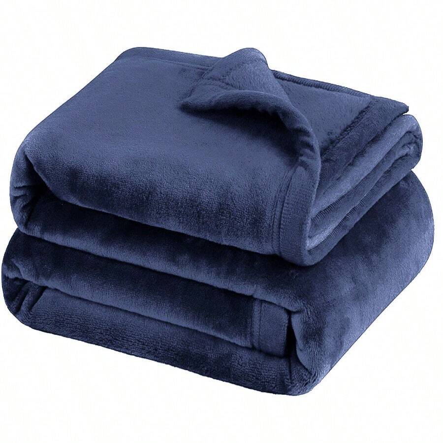 Throw - Navy Reversible Large Faux Fur Fleece Throw Super Soft Light Weight Sofa Bed Blanket - 海軍 - 查看 1