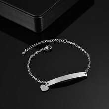 1Pc Custom Carved Bracelet Or Anklet With Heart Shape And Star Personalized Name Jewelry, Stainless Steel Bracelet For Men And Women, Suitable For Mother's Day, Birthday, Wedding, Graduation Commemoration - Ideal Jewelry Christmas Gift