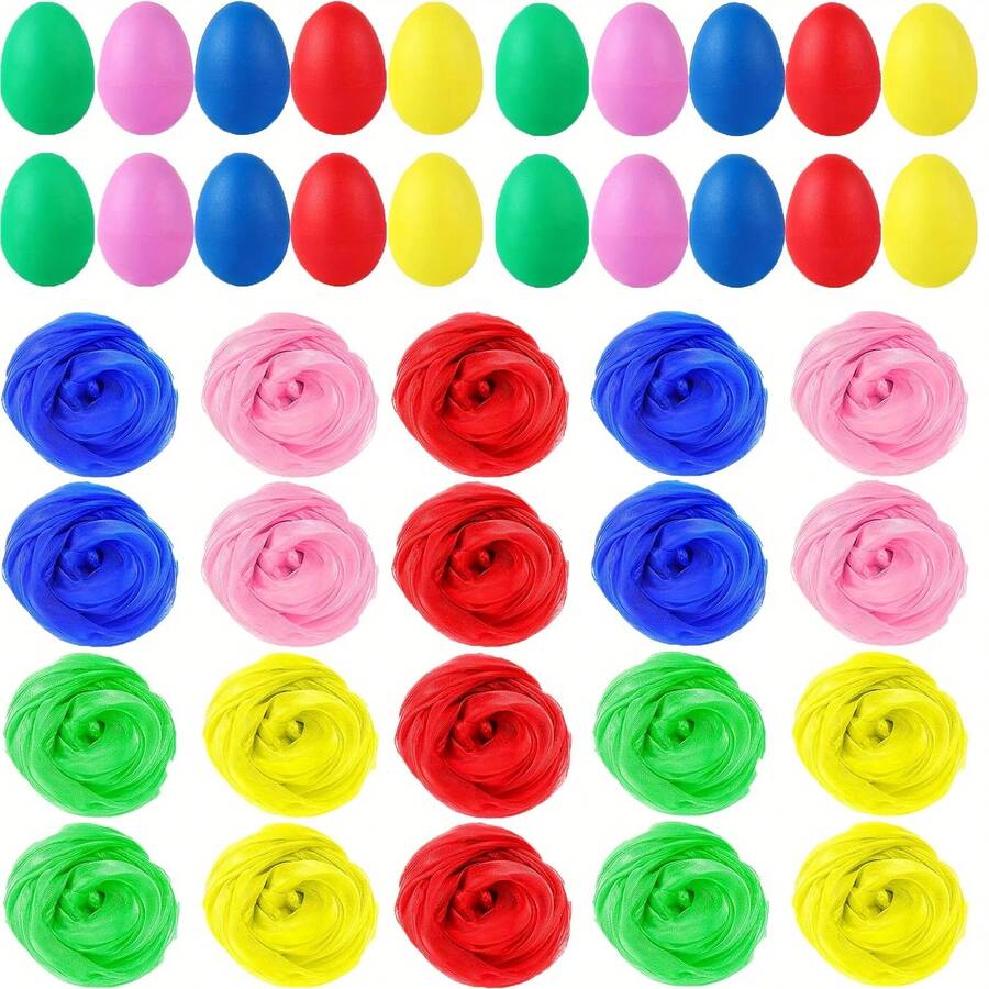 20/40pcs Christmas Egg Shakers Musical Instruments Maracas Eggs, Dance Scarves For Music Learning For Party Favors - Multicolor - View 1