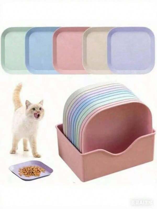 11pcs/Set Flat Cat Bowls, Colorful Cat Food Bowls Set ﻿