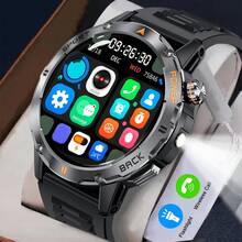 Smartwatch, reloj inteligente redondo de 1.53 pulgadas con pantalla táctil completa, rastreador de fitness, llamadas inalámbricas, linterna LED, control de música, notificaciones, compatible con Android e iOS - Negro - Ver 2
