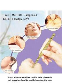 1 件青铜穴位按摩棒，不锈钢穴位按摩笔，适用于全身、眼部、面部经络、足底